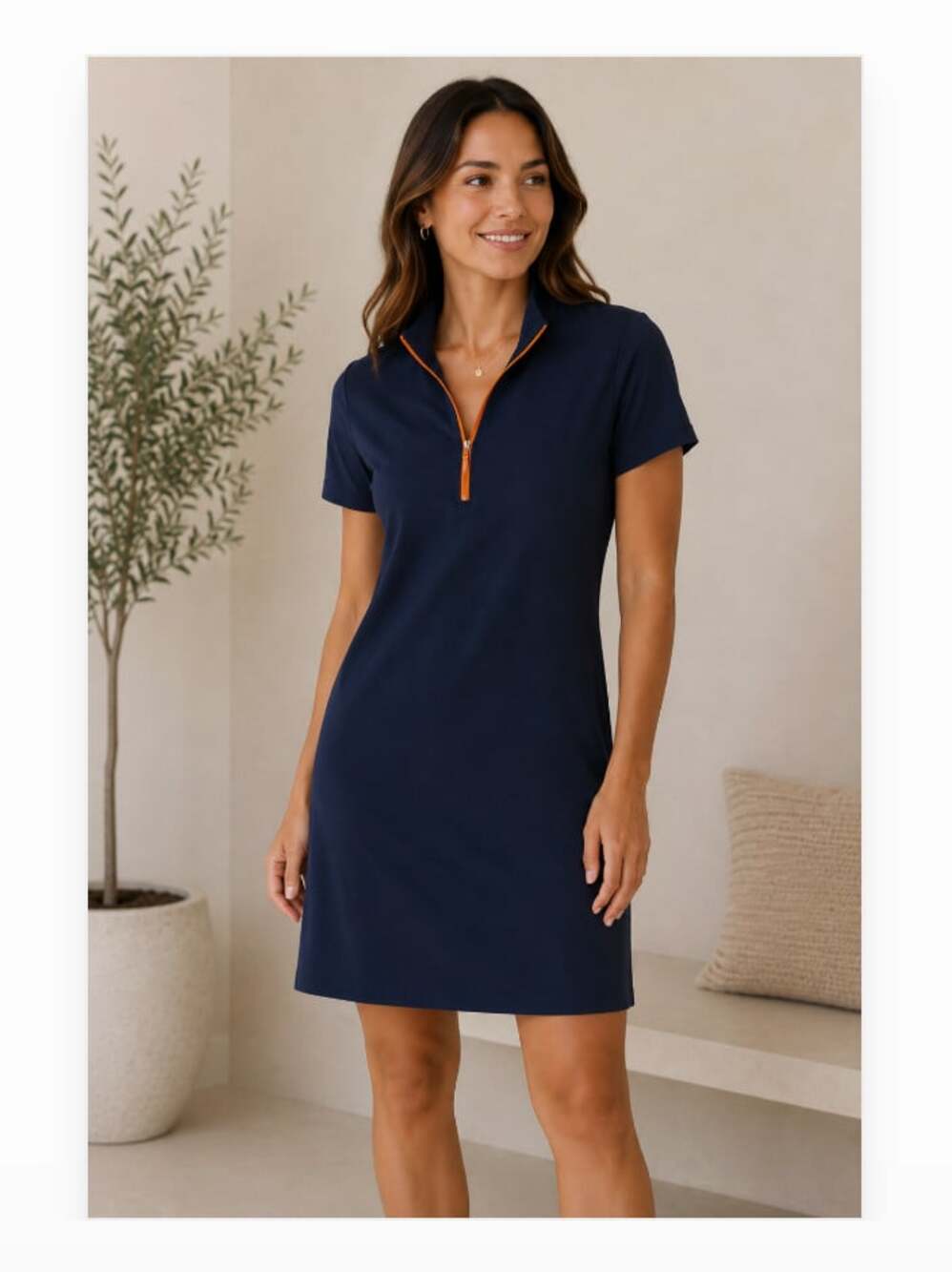 Anatomie Dress Womens Large Blue Mock Neck Zip Short Sleeve T Shirt Travel